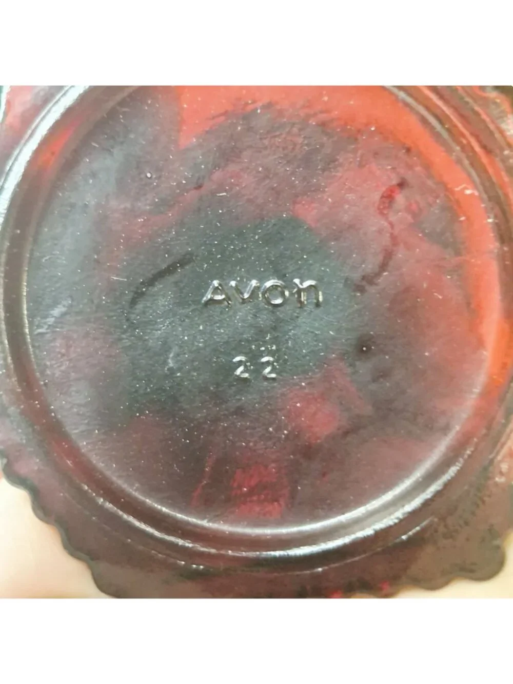 Vintage Avon Ruby Red Glass Goblet With Diamond & Circle Pattern 6 Oz Capacity 6